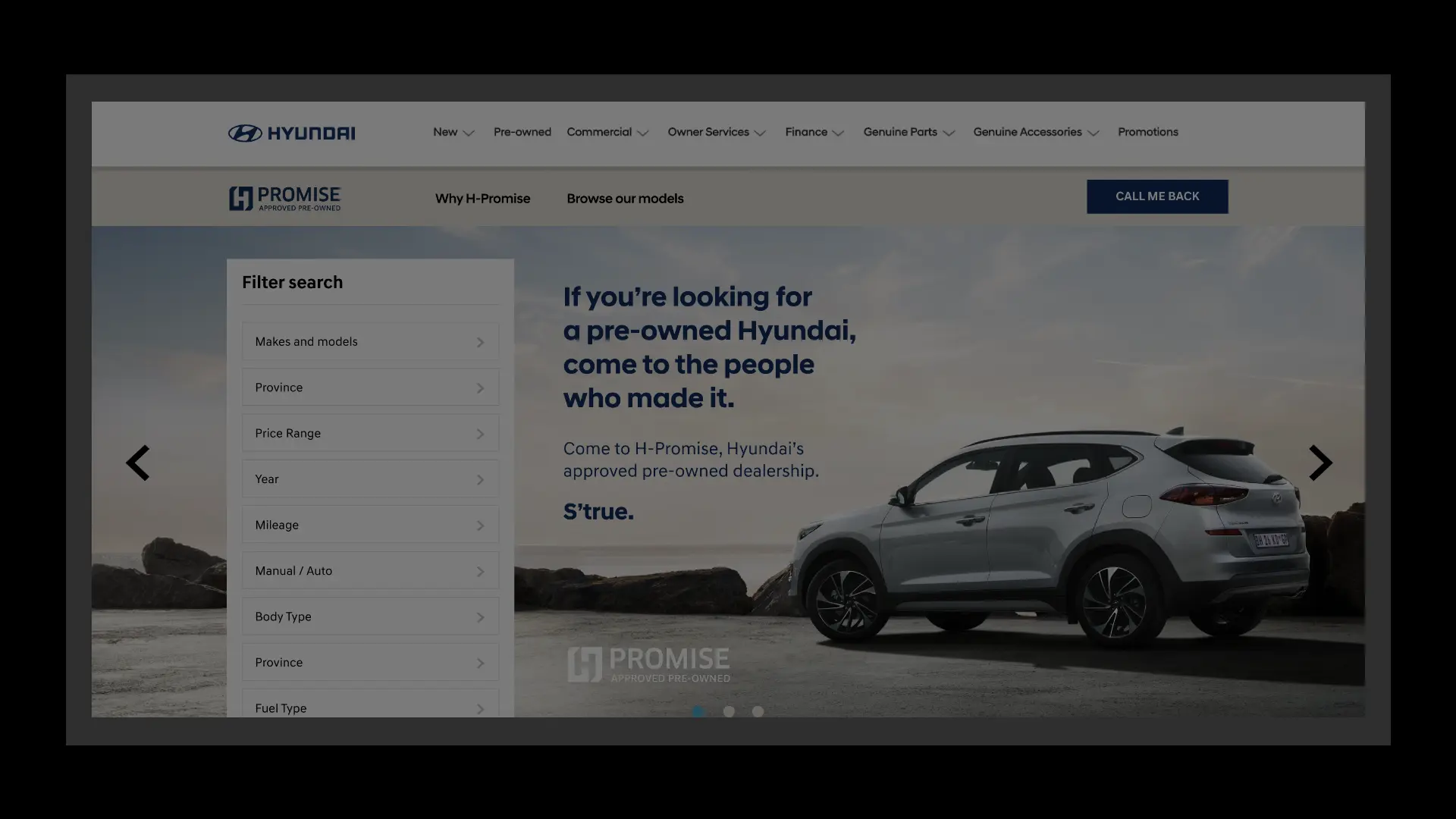 Hyundai South Africa Website screenshot